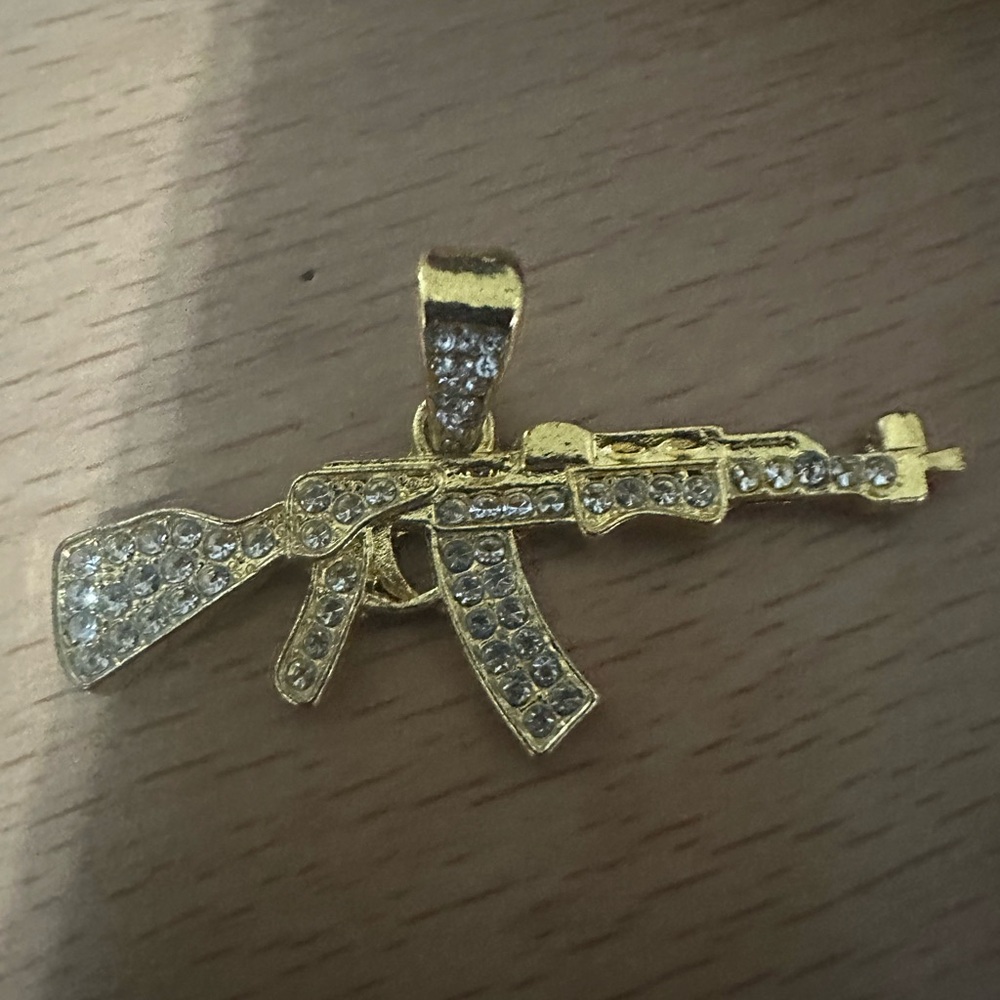 Gold and Silver Ak-47 rifle pendant